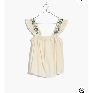 Madewell embroidered-strap top S NWT